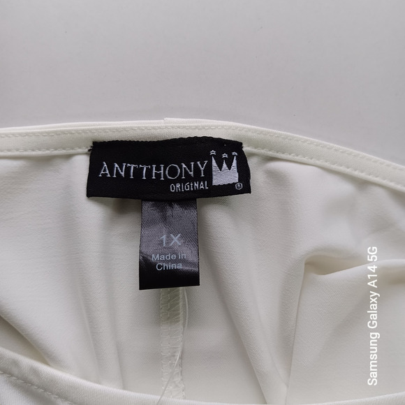 Antthony Original Cream XL Tunic Top Minimal Snap Sleeves Neutral Workwearchara - Picture 7 of 12